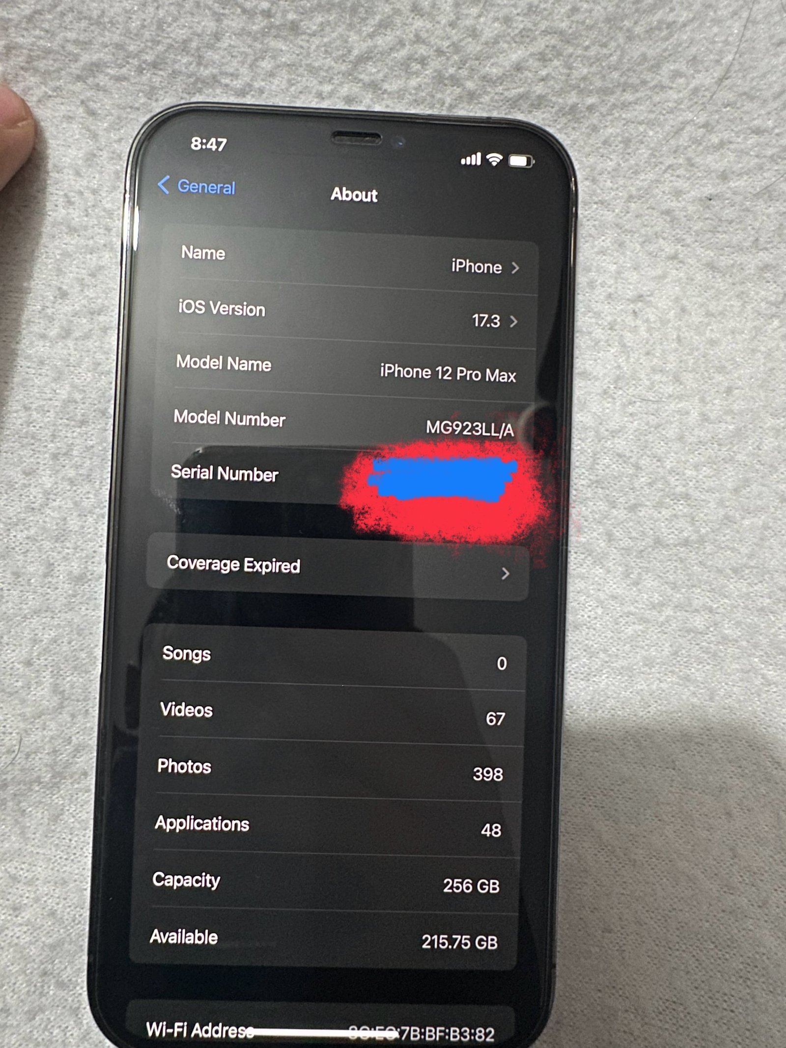 iPhone 12 Pro Max , 256 GB , 89% battery , LLA